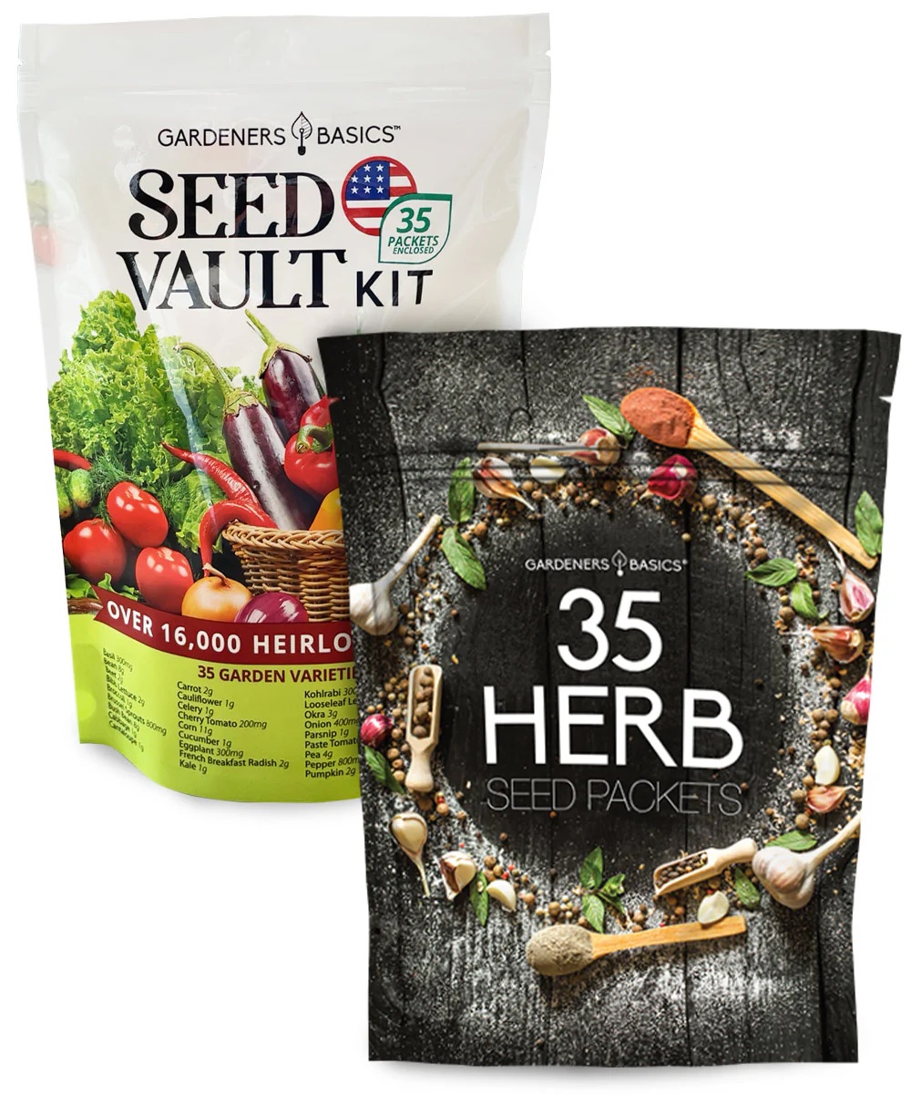 collection of various colorful seed packets arranged neatly on wooden surface, natural lighting, product photography style